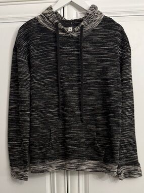Next Level Apparel Men's Size Large Black & Gray Marled Crewneck Hoodie Sweater
